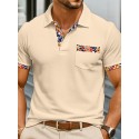 Men's Polo Shirts Golf Shirt Casual Sports Classic Short Sleeve Fashion Cool Color Block Buttons Color Block Summer Spring Spring &  Fall Regular Fit Red Navy Blue Orange Khaki Polo Shirts