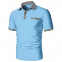 Men's Golf Shirt Golf Polo Work Casual Lapel Short Sleeve Basic Modern Color Block Houndstooth Patchwork Spring & Summer Regular Fit Black White Red Navy Blue Blue Beige Golf Shirt