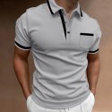 Men's Polo Shirt Golf Shirt Casual Sports Lapel Short Sleeve Fashion Basic Color Block Patchwork Front Pocket Summer Regular Fit White Red Navy Blue Blue Gray Polo Shirt