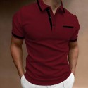 Men's Polo Shirt Golf Shirt Casual Sports Lapel Short Sleeve Fashion Basic Color Block Patchwork Front Pocket Summer Regular Fit White Red Navy Blue Blue Gray Polo Shirt