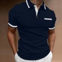 Men's Polo Shirt Golf Shirt Casual Sports Lapel Short Sleeve Fashion Basic Color Block Patchwork Front Pocket Summer Regular Fit White Red Navy Blue Blue Gray Polo Shirt
