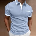 Men's Polo Shirt Golf Shirt Casual Sports Lapel Short Sleeve Fashion Basic Color Block Patchwork Front Pocket Summer Regular Fit White Red Navy Blue Blue Gray Polo Shirt