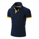 Men's Golf Shirt Polo Casual Sports Classic Short Sleeve Basic Casual Solid Color Plain Button Front Summer Spring Regular Fit Apple Green Light Pink Golden yellow Lake blue Yellow and Navy Black