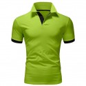 Men's Golf Shirt Polo Casual Sports Classic Short Sleeve Basic Casual Solid Color Plain Button Front Summer Spring Regular Fit Apple Green Light Pink Golden yellow Lake blue Yellow and Navy Black