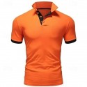 Men's Golf Shirt Polo Casual Sports Classic Short Sleeve Basic Casual Solid Color Plain Button Front Summer Spring Regular Fit Apple Green Light Pink Golden yellow Lake blue Yellow and Navy Black