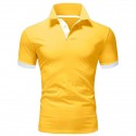 Men's Golf Shirt Polo Casual Sports Classic Short Sleeve Basic Casual Solid Color Plain Button Front Summer Spring Regular Fit Apple Green Light Pink Golden yellow Lake blue Yellow and Navy Black