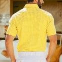 Men's Polo Shirt Waffle Polo Shirt Casual Holiday Lapel Ribbed Polo Collar Short Sleeve Fashion Basic Plain Button Soft Summer Spring Regular Fit White Yellow Burgundy Green Khaki Gray Polo Shirt