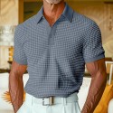 Men's Polo Shirt Waffle Polo Shirt Casual Holiday Lapel Ribbed Polo Collar Short Sleeve Fashion Basic Plain Button Soft Summer Spring Regular Fit White Yellow Burgundy Green Khaki Gray Polo Shirt
