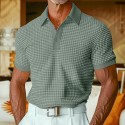 Men's Polo Shirt Waffle Polo Shirt Casual Holiday Lapel Ribbed Polo Collar Short Sleeve Fashion Basic Plain Button Soft Summer Spring Regular Fit White Yellow Burgundy Green Khaki Gray Polo Shirt