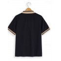Men's Button Up Polos Cotton Polo Shirt Casual Holiday Lapel Short Sleeve Fashion Basic Color Block Patchwork Embroidered Summer Regular Fit Black Wine Navy Blue Green Grey Button Up Polos