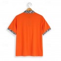 Men's Cotton Blend Polo Shirt Golf Shirt Casual Holiday Lapel Short Sleeve Fashion Basic Houndstooth Plaid / Check Patchwork Pocket Summer Regular Fit Dark Grey White Sky Blue Orange Khaki Cotton