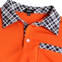 Men's Cotton Blend Polo Shirt Golf Shirt Casual Holiday Lapel Short Sleeve Fashion Basic Houndstooth Plaid / Check Patchwork Pocket Summer Regular Fit Dark Grey White Sky Blue Orange Khaki Cotton