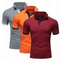 3 Pack Men's Golf T-Shirt Polo Shirt Casual Sports Lapel Short Sleeve Fashion Basic Color 3-Piece Summer Regular Fit Gray Black   Navy Blue Blue Wine White Polo Shirt