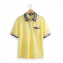 Men's Business Polo Golf Shirt Work Casual Lapel Classic Short Sleeve Basic Modern Color Block Patchwork Button Spring & Summer Regular Fit Light Yellow milk white khaki Gray Business Polo