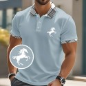 Men's Animal Horse Polo Short Sleeve Polo Shirts Collared Shirts Business Casual School Business Athleisure Daily Wear 3D Print Summer White Pink Blue