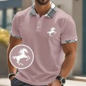 Men's Animal Horse Polo Short Sleeve Polo Shirts Collared Shirts Business Casual School Business Athleisure Daily Wear 3D Print Summer White Pink Blue