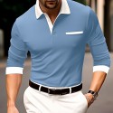 Men's Button Up Polos Polo Shirt Casual Sports Lapel Long Sleeve Fashion Basic Color Block Button Spring &  Fall Regular Fit claret White Blue Dark Gray Button Up Polos