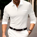 Men's Button Up Polos Polo Shirt Casual Sports Lapel Long Sleeve Fashion Basic Color Block Button Spring &  Fall Regular Fit claret White Blue Dark Gray Button Up Polos