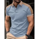 Men's Button Up Polos Golf Shirt Casual Holiday Lapel Short Sleeve Fashion Basic Color Block Patchwork Embroidered Summer Regular Fit Wine Black Navy Blue Green Light Blue Grey Button Up Polos