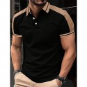 Men's Button Up Polos Golf Shirt Casual Holiday Lapel Short Sleeve Fashion Basic Color Block Patchwork Embroidered Summer Regular Fit Wine Black Navy Blue Green Light Blue Grey Button Up Polos