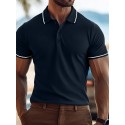 Men's Business Polo Golf Shirt Business Casual Lapel Classic Short Sleeve Color Block Buttons Summer Spring &  Fall Light Pink Dark Khaki Black White Light Green Navy Blue Business Polo