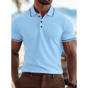Men's Business Polo Golf Shirt Business Casual Lapel Classic Short Sleeve Color Block Buttons Summer Spring &  Fall Light Pink Dark Khaki Black White Light Green Navy Blue Business Polo