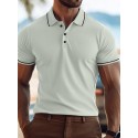 Men's Business Polo Golf Shirt Business Casual Lapel Classic Short Sleeve Color Block Buttons Summer Spring &  Fall Light Pink Dark Khaki Black White Light Green Navy Blue Business Polo