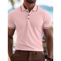 Men's Business Polo Golf Shirt Business Casual Lapel Classic Short Sleeve Color Block Buttons Summer Spring &  Fall Light Pink Dark Khaki Black White Light Green Navy Blue Business Polo
