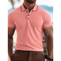 Men's Business Polo Golf Shirt Business Casual Lapel Classic Short Sleeve Color Block Buttons Summer Spring &  Fall Light Pink Dark Khaki Black White Light Green Navy Blue Business Polo