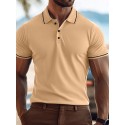 Men's Business Polo Golf Shirt Business Casual Lapel Classic Short Sleeve Color Block Buttons Summer Spring &  Fall Light Pink Dark Khaki Black White Light Green Navy Blue Business Polo