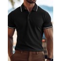 Men's Business Polo Golf Shirt Business Casual Lapel Classic Short Sleeve Color Block Buttons Summer Spring &  Fall Light Pink Dark Khaki Black White Light Green Navy Blue Business Polo