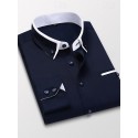 Men's Dress Shirt Button Down Shirt Collared Shirt Non Iron Shirt Plain Wedding Work White Pink Navy Blue Royal Blue Long Sleeve Collar All Seasons Clothing Apparel