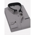 Men's Dress Shirt Button Down Shirt Collared Shirt Non Iron Shirt Plain Wedding Work White Pink Navy Blue Royal Blue Long Sleeve Collar All Seasons Clothing Apparel
