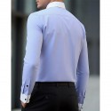 Men's Shirt Dress Shirt Button Up Shirt Color Block Wedding Party White Pink Blue Light Purple Long Sleeve Lapel Spring Fall Clothing Apparel Splice