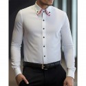 Men's Shirt Dress Shirt Button Up Shirt Color Block Wedding Party White Pink Blue Light Purple Long Sleeve Lapel Spring Fall Clothing Apparel Splice