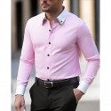 Men's Shirt Dress Shirt Button Up Shirt Color Block Wedding Party White Pink Blue Light Purple Long Sleeve Lapel Spring Fall Clothing Apparel Splice