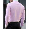 Men's Shirt Dress Shirt Button Up Shirt Color Block Wedding Party White Pink Blue Light Purple Long Sleeve Lapel Spring Fall Clothing Apparel Splice