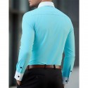 Men's Shirt Dress Shirt Button Up Shirt Color Block Wedding Party White Pink Blue Light Purple Long Sleeve Lapel Spring Fall Clothing Apparel Splice