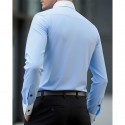 Men's Shirt Dress Shirt Button Up Shirt Color Block Wedding Party White Pink Blue Light Purple Long Sleeve Lapel Spring Fall Clothing Apparel Splice