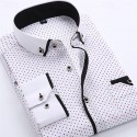 Men's Dress Shirt Button Down Shirt Collared Shirt Polka Dot Wedding Outdoor Black White Red Navy Blue Long Sleeve Turndown Summer Spring Clothing Apparel Print