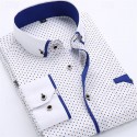Men's Dress Shirt Button Down Shirt Collared Shirt Polka Dot Wedding Outdoor Black White Red Navy Blue Long Sleeve Turndown Summer Spring Clothing Apparel Print