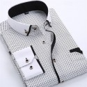 Men's Dress Shirt Button Down Shirt Collared Shirt Polka Dot Wedding Outdoor Black White Red Navy Blue Long Sleeve Turndown Summer Spring Clothing Apparel Print