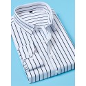 Men's Dress Shirt Striped Shirt Button Down Shirt Collared Shirt Striped Wedding Work Black White Red Navy Blue Long Sleeve Collar Clothing Apparel