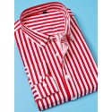 Men's Dress Shirt Striped Shirt Button Down Shirt Collared Shirt Striped Wedding Work Black White Red Navy Blue Long Sleeve Collar Clothing Apparel