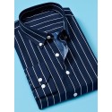 Men's Dress Shirt Striped Shirt Button Down Shirt Collared Shirt Striped Wedding Work Black White Red Navy Blue Long Sleeve Collar Clothing Apparel