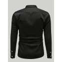 Men's Shirt Satin Shirt Casual Shirt Button Up Shirt Plain Wedding Vacation Black White Wine Navy Blue Long Sleeve Lapel Spring &  Fall Clothing Apparel