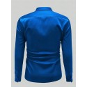 Men's Shirt Satin Shirt Casual Shirt Button Up Shirt Plain Wedding Vacation Black White Wine Navy Blue Long Sleeve Lapel Spring &  Fall Clothing Apparel