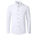 Men's Daily Dress Casual Shirt Standard Fit Long Sleeve Lapel Summer Solid Color Polyester Black White Grey 2025