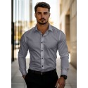Men's Daily Dress Casual Shirt Standard Fit Long Sleeve Lapel Summer Solid Color Polyester Black White Grey 2025