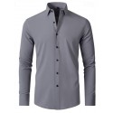 Men's Daily Dress Casual Shirt Standard Fit Long Sleeve Lapel Summer Solid Color Polyester Black White Grey 2025
